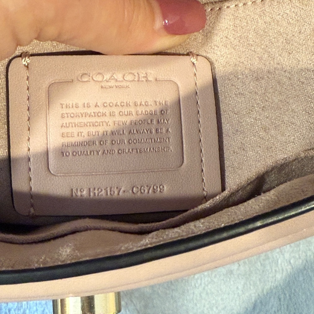 Coach Pink with Burgundy straps Leather Handbag - Picture 10 of 16